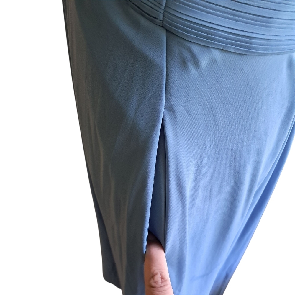 Morilee Slate Pleated Maxi Bridesmaid Dress with Pockets – Size 8 - Picture 3 of 6